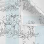 Toile de Jouy Vintage French Pastoral Blue & White Stripe Wall Tapestry Gallery Image 3