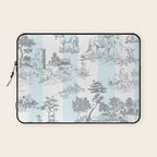 Toile de Jouy Vintage French Pastoral Blue & White Stripe Laptop Sleeve Gallery Image 1
