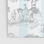 Toile de Jouy Vintage French Pastoral Blue & White Stripe Poster Gallery Image 3