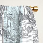 Toile de Jouy Vintage French Pastoral Blue & White Stripe Window Curtain Gallery Image 2