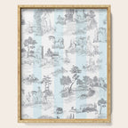 Toile de Jouy Vintage French Pastoral Blue & White Stripe Serving Tray Gallery Image 1