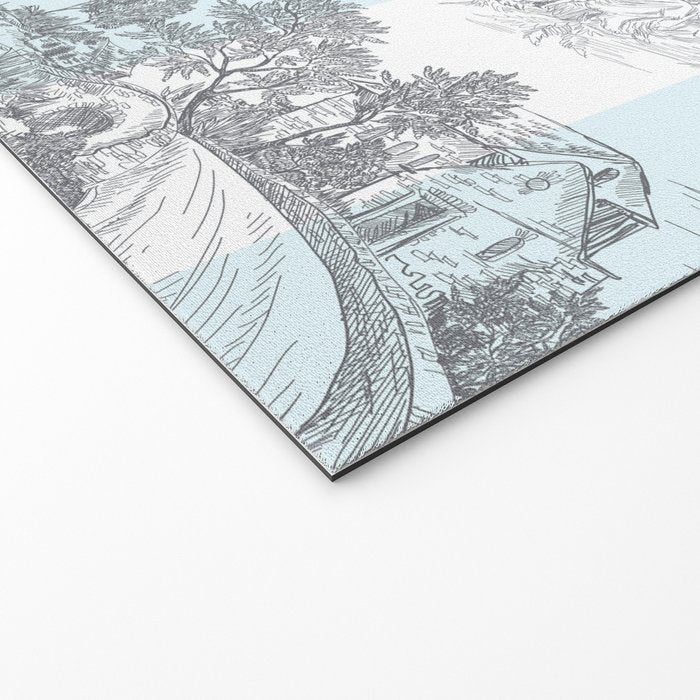 Toile de Jouy Vintage French Pastoral Blue & White Stripe Welcome Mat Gallery Image 2