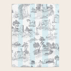 Toile de Jouy Vintage French Pastoral Blue & White Stripe Poster Gallery Image 4