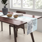 Toile de Jouy Vintage French Pastoral Blue & White Stripe Table Runner Gallery Image 2