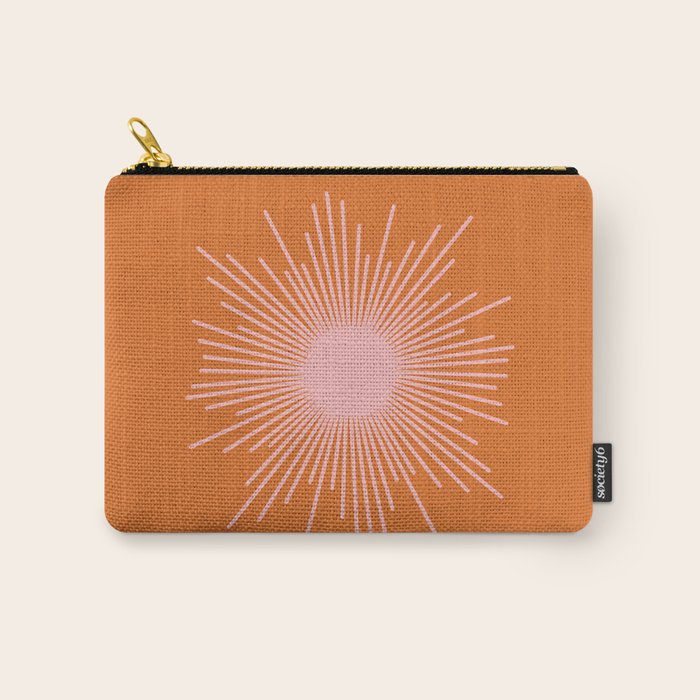 Sunburst - Minimalist Mid Century Modern Sun in Pink and Orange Carry All Pouch Gallery Image 1