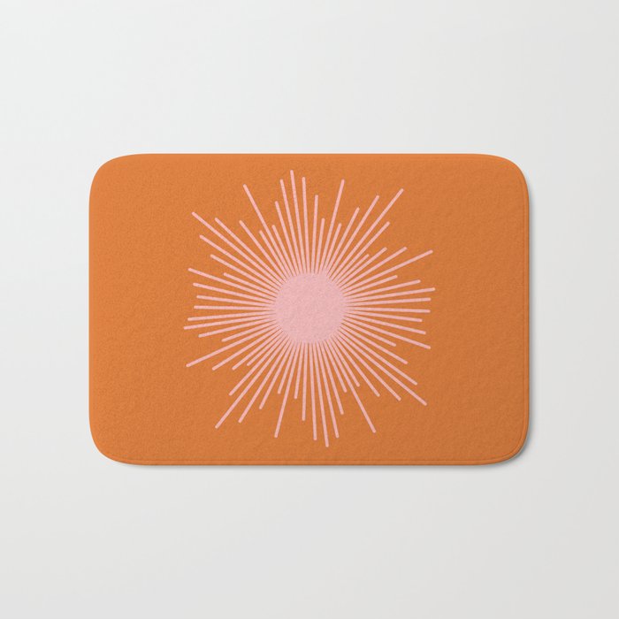 Sunburst - Minimalist Mid Century Modern Sun in Pink and Orange Bath Mat Gallery Image 1