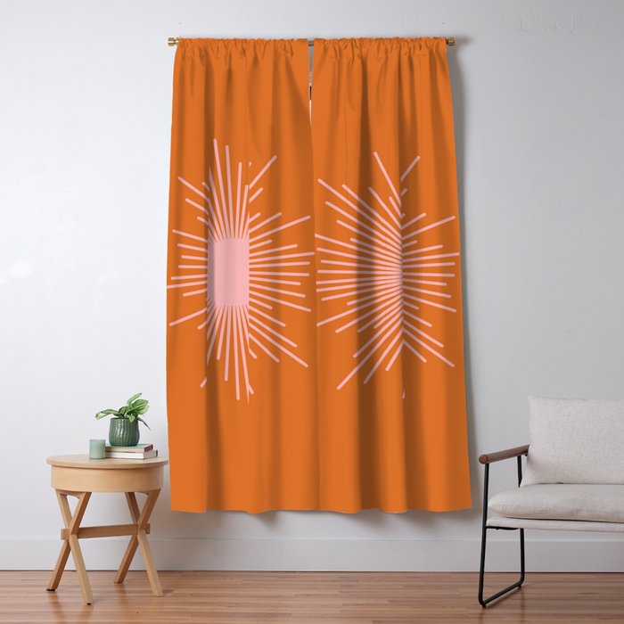 Sunburst - Minimalist Mid Century Modern Sun in Pink and Orange Window Curtain Gallery Image 5