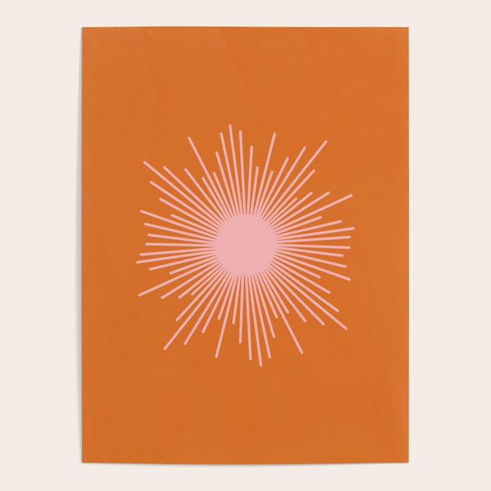 Sunburst - Minimalist Mid Century Modern Sun in Pink and Orange Poster Gallery Image 4