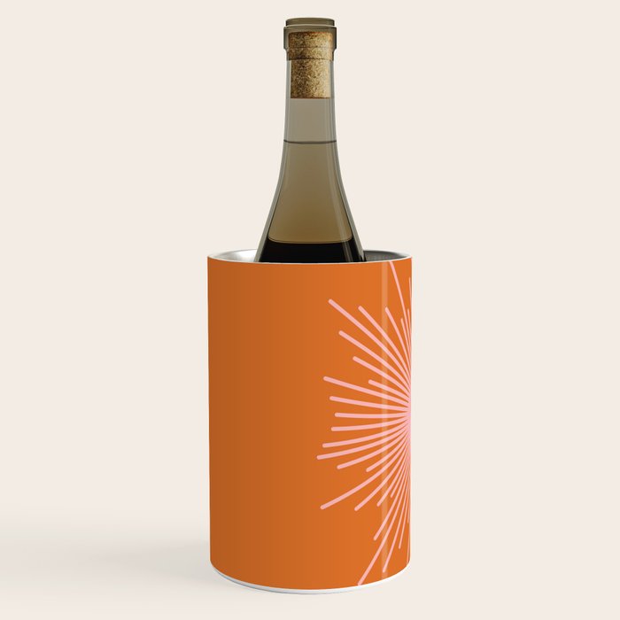 Sunburst - Minimalist Mid Century Modern Sun in Pink and Orange Wine Chiller Gallery Image 2