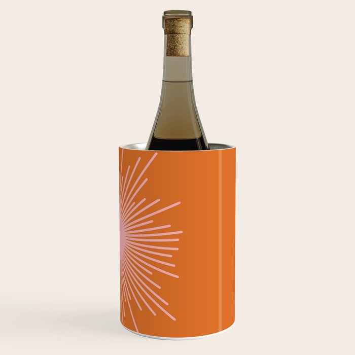 Sunburst - Minimalist Mid Century Modern Sun in Pink and Orange Wine Chiller Gallery Image 3