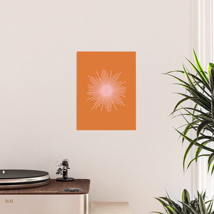 Sunburst - Minimalist Mid Century Modern Sun in Pink and Orange Poster Gallery Image 2