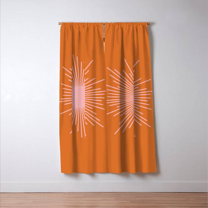 Sunburst - Minimalist Mid Century Modern Sun in Pink and Orange Window Curtain Gallery Image 3