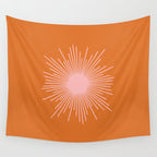 Sunburst - Minimalist Mid Century Modern Sun in Pink and Orange Wall Tapestry Gallery Image 4