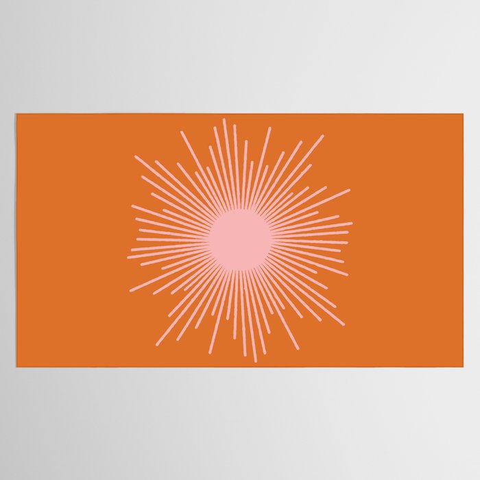 Sunburst - Minimalist Mid Century Modern Sun in Pink and Orange Tablecloth Gallery Image 2