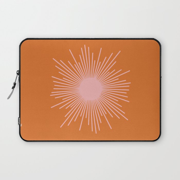 Sunburst - Minimalist Mid Century Modern Sun in Pink and Orange Laptop Sleeve Gallery Image 1