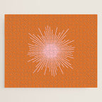 Sunburst - Minimalist Mid Century Modern Sun in Pink and Orange Jigsaw Puzzle Gallery Image 1