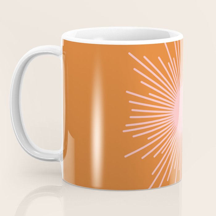 Sunburst - Minimalist Mid Century Modern Sun in Pink and Orange Coffee Mug Gallery Image 3