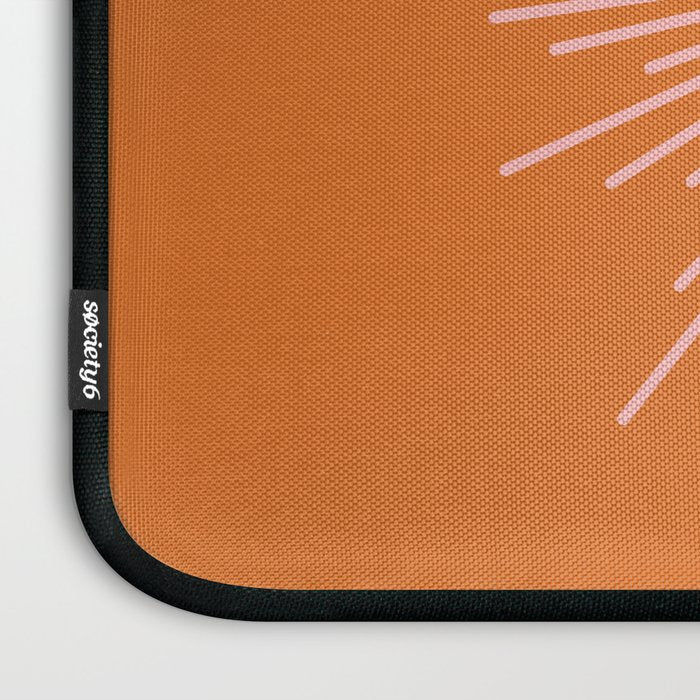 Sunburst - Minimalist Mid Century Modern Sun in Pink and Orange Laptop Sleeve Gallery Image 3