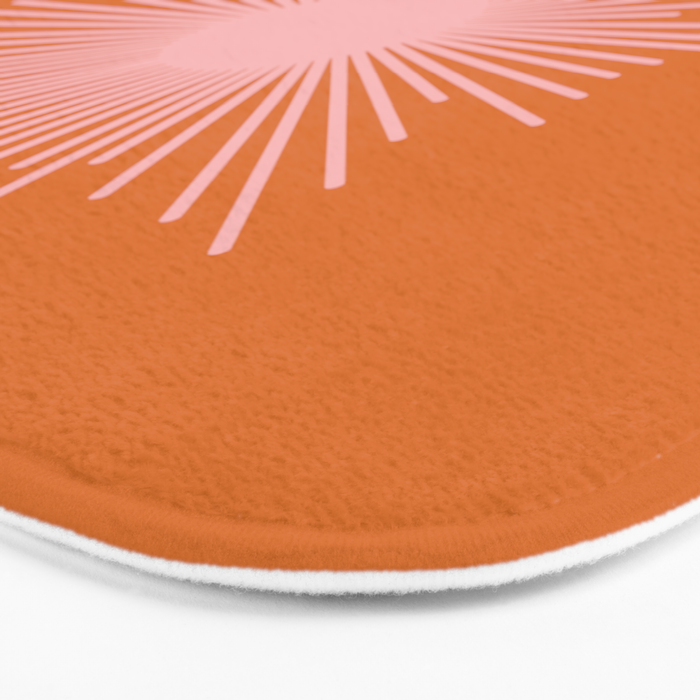 Sunburst - Minimalist Mid Century Modern Sun in Pink and Orange Bath Mat Gallery Image 3
