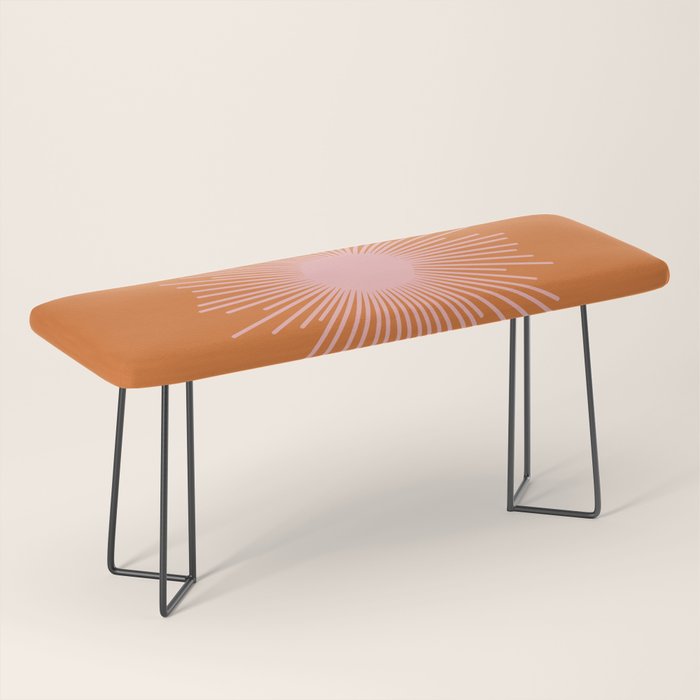 Sunburst - Minimalist Mid Century Modern Sun in Pink and Orange Bench Gallery Image 1