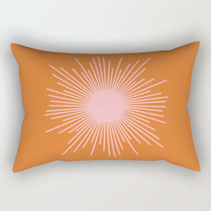 Sunburst - Minimalist Mid Century Modern Sun in Pink and Orange Rectangular Pillow Gallery Image 2