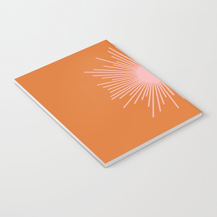 Sunburst - Minimalist Mid Century Modern Sun in Pink and Orange Notebook Gallery Image 3