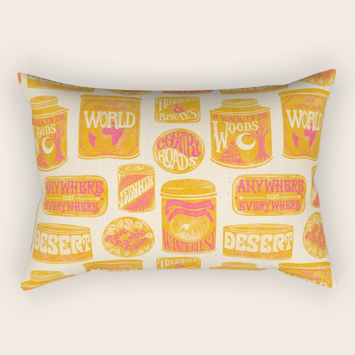 Vagabondâs Cupboard - marigold and pink Rectangular Pillow Gallery Image 2