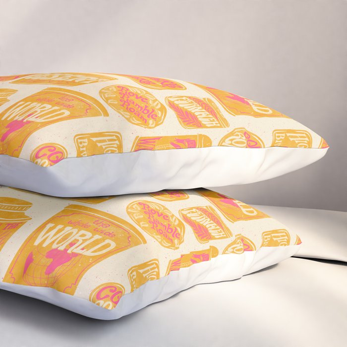Vagabondâs Cupboard - marigold and pink Pillow Sham Gallery Image 3