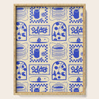 Blue summer vacation patchwork art pattern Serving Tray Gallery Image 1