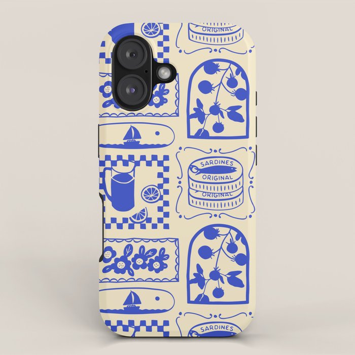 Blue summer vacation patchwork art pattern iPhone Case Gallery Image 1
