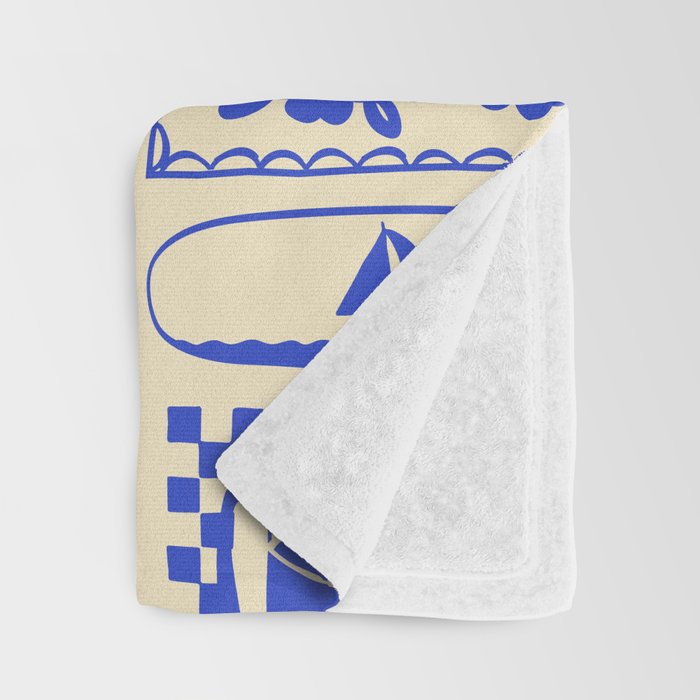 Blue summer vacation patchwork art pattern Throw Blanket Gallery Image 3