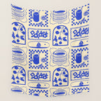 Blue summer vacation patchwork art pattern Wall Tapestry Gallery Image 4