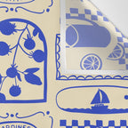 Blue summer vacation patchwork art pattern Wall Tapestry Gallery Image 3