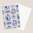 Blue summer vacation patchwork art pattern Stationery Card Gallery Image 2