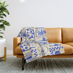 Blue summer vacation patchwork art pattern Throw Blanket Gallery Image 1