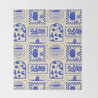 Blue summer vacation patchwork art pattern Throw Blanket Gallery Image 2