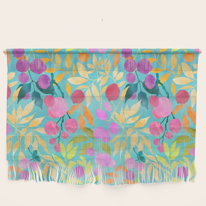 Exotic Fruit Garden Tropical Summer Foliage And Fruit Turquoise Wall Hanging Gallery Image 1