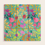 Exotic Fruit Garden Tropical Summer Foliage And Fruit Turquoise Wood Wall Art Gallery Image 1