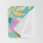 Exotic Fruit Garden Tropical Summer Foliage And Fruit Turquoise Throw Blanket Gallery Image 3