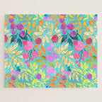 Exotic Fruit Garden Tropical Summer Foliage And Fruit Turquoise Jigsaw Puzzle Gallery Image 1