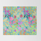 Exotic Fruit Garden Tropical Summer Foliage And Fruit Turquoise Throw Blanket Gallery Image 2