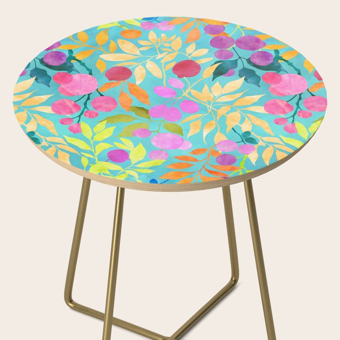 Exotic Fruit Garden Tropical Summer Foliage And Fruit Turquoise Side Table Gallery Image 2