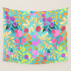 Exotic Fruit Garden Tropical Summer Foliage And Fruit Turquoise Wall Tapestry Gallery Image 4
