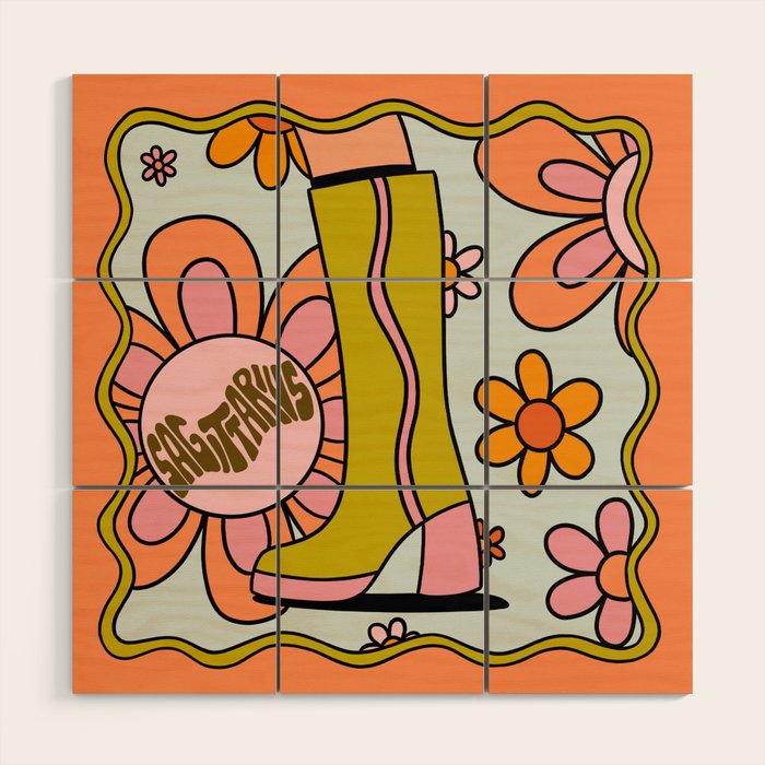 Sagittarius Groovy Boot Wood Wall Art Gallery Image 1