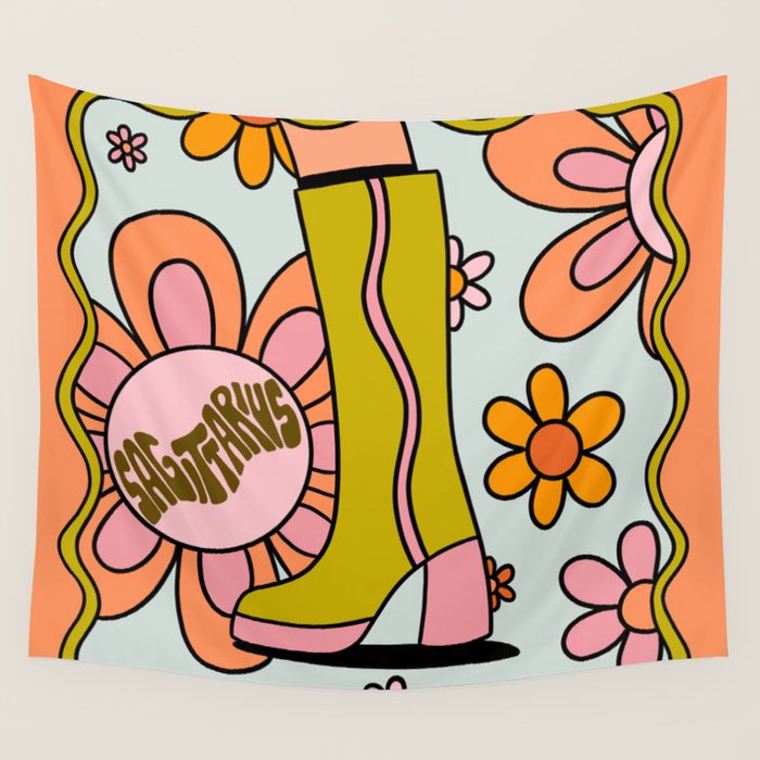 Sagittarius Groovy Boot Wall Tapestry Gallery Image 1