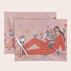 Modern Woman with Flowers Placemat Gallery Image 1
