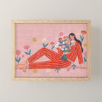 Modern Woman with Flowers Mini Art Print Gallery Image 1