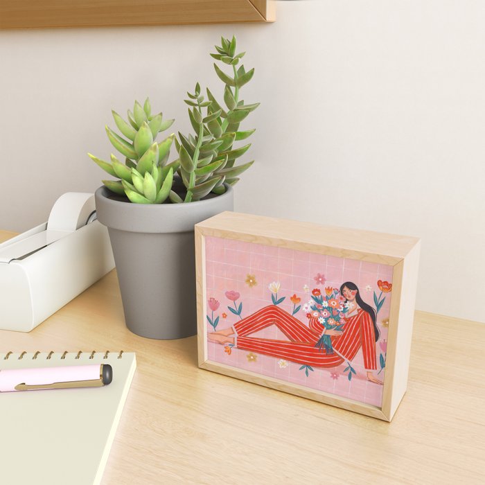 Modern Woman with Flowers Mini Art Print Gallery Image 2