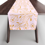 Playful Doodled Blooms Pattern - Pink and Gold Table Runner Gallery Image 1