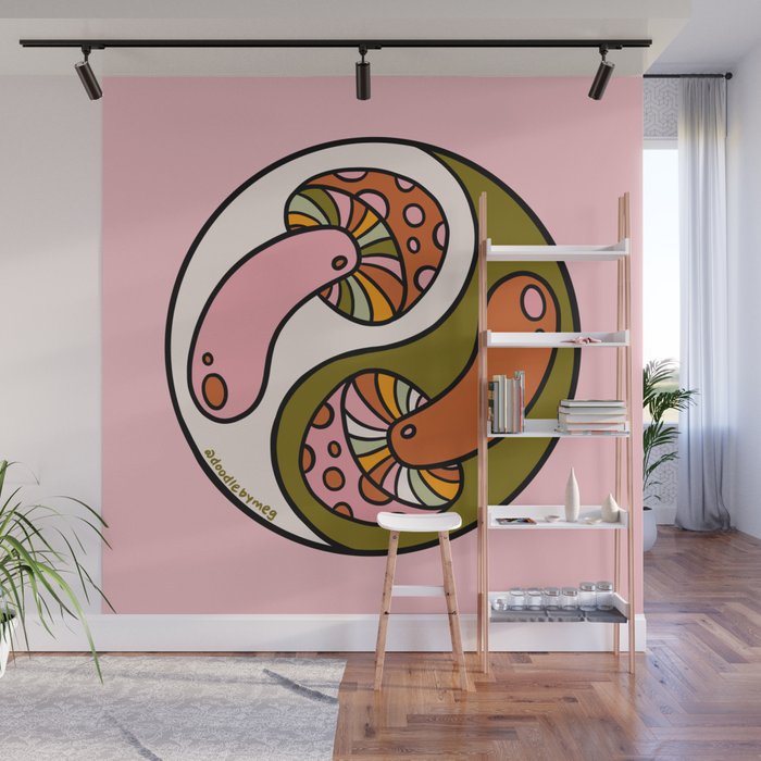 Mushroom Yin Yang Wall Mural Gallery Image 1